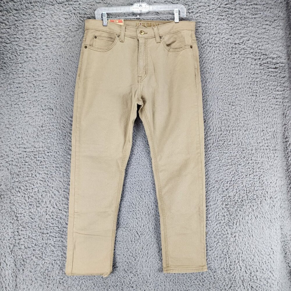 Devil Dog Jeans Mens 34x30 Tan Stretch Mid Rise Slim *NWT*